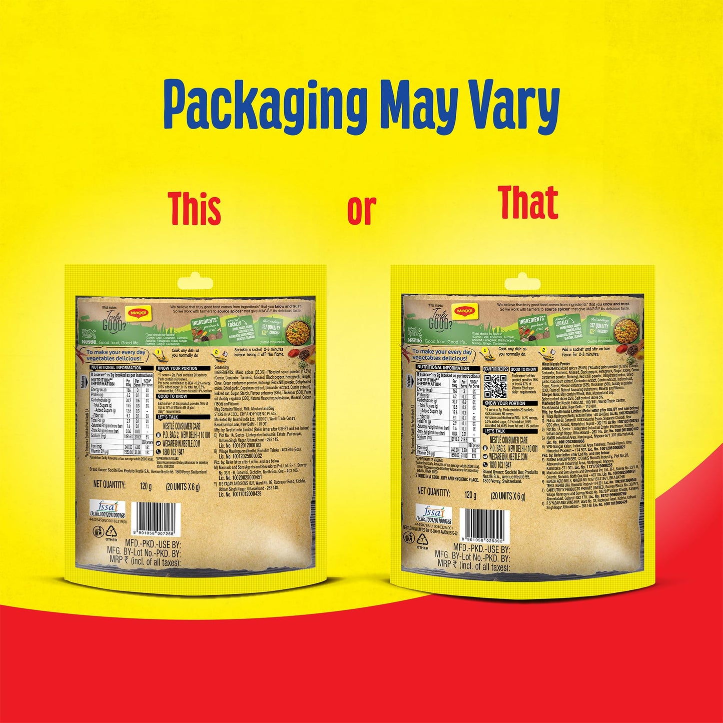 MAGGI Masala-ae-Magic Vegetable Masala, All in One | 120g Pouch (6g x 20 Sachets)