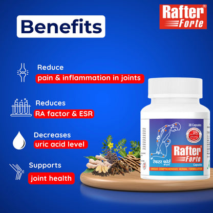 RAFTER FORTE Herbal Joint Support Capsules 500mg | Supports Joint Pain Relief & Mobility | 30 Capsules per Pack (Pack of 1)