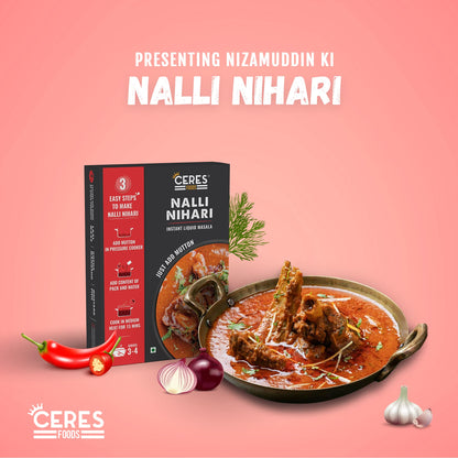 Ceres Foods Delhi Nalli Nihari Instant Liquid Masala |Mutton cooking paste| Curry Paste | Curry Mix | Shipped Fresh | Ceres Foods Nalli Nihari Ready to Cook Gravy | Masala |Mutton Masala|Meat Masala|Nihari Masala |Nihari Paste | Mughlai Masala |