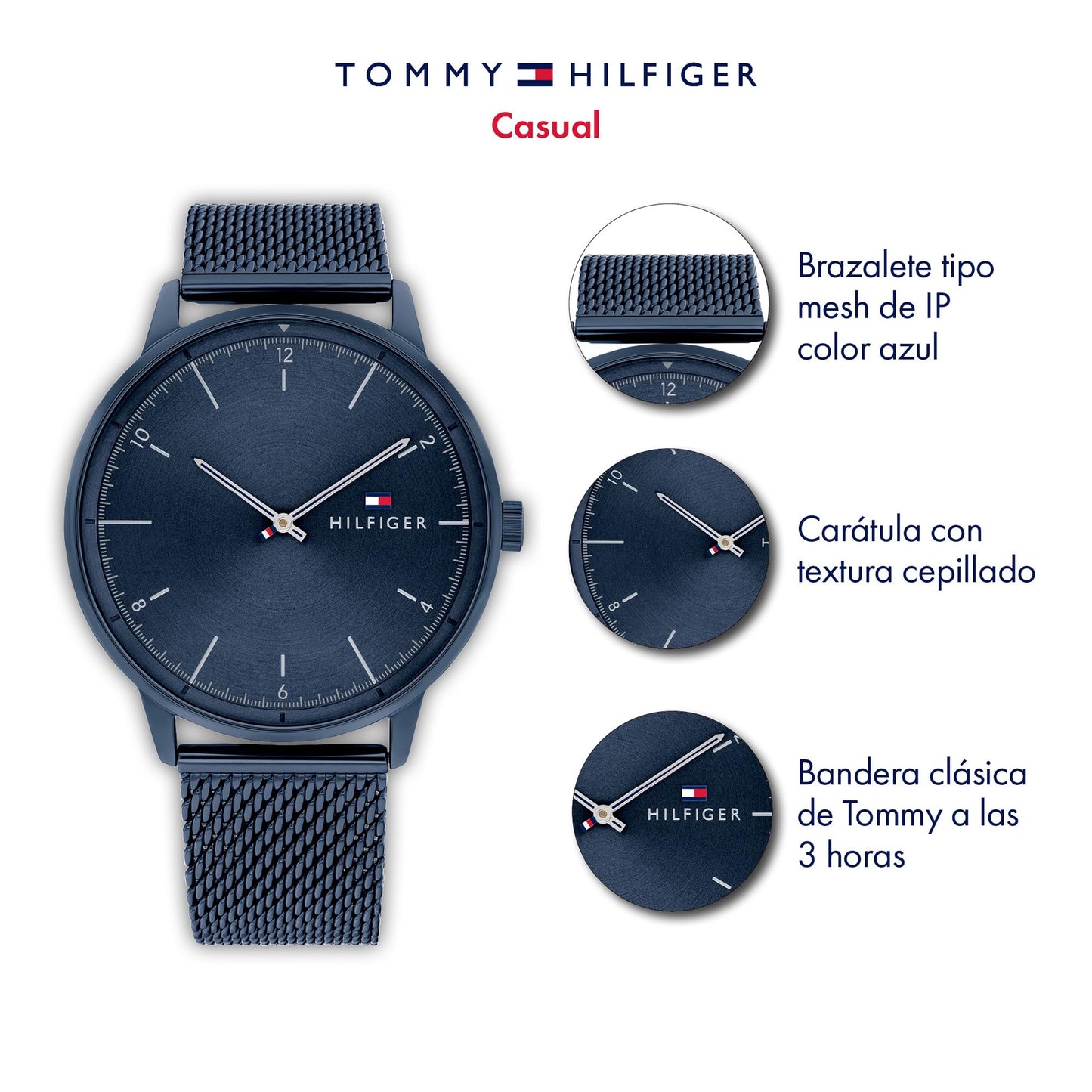 Tommy Hilfiger Analog Blue Dial Stainless Steel Strap Watch for Men