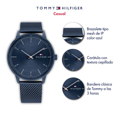 Tommy Hilfiger Analog Blue Dial Stainless Steel Strap Watch for Men