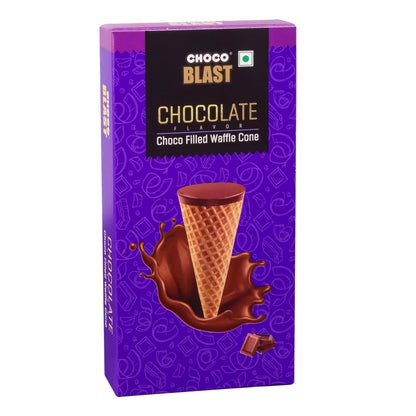 Pure Temptation Chocoblast – Chocolate-Filled Waffle Cones | Box of 8 | Crunchy Snack for Kids & Adults | Non-Melt Chocolate | Celebration Gift Pack | Individually Wrapped Bites