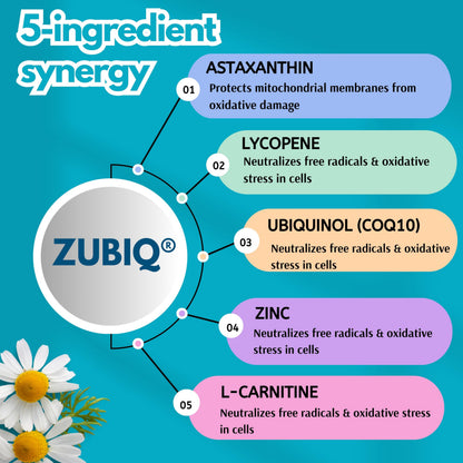 Princeton Healthcare ZUBIQ | Ubiquinol CoQ10 200mg Tablets | L-Carnitine + Astaxanthin + Lycopene + Zinc | Advanced Mitochondrial Energy & Antioxidant Support | 10 Tablets