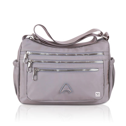 NFI essentials Crossbody Bag for Women, Multi-Layer Stylish Sling Bag for Girls, Nylon Shoulder Bag Purse for Ladies, Multi Pocket Travel Massenger Bag for Woman Latest (Pink)