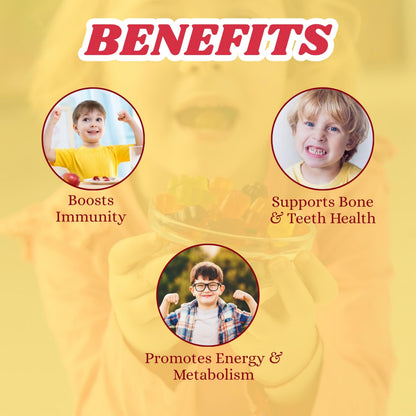 Medconic Healthcare Kidconic CD3 Gummies – 30 Gummies | Multivitamin Supplement for Kids with Vitamins C, D3, A, E, Zinc & Folic Acid | Immunity & Growth Support