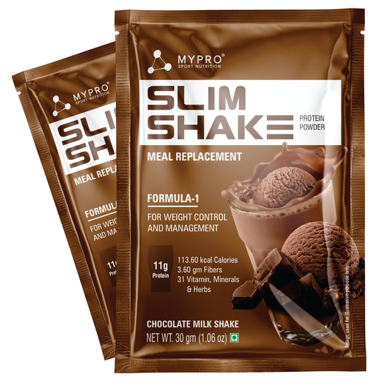 Mypro Sport Nutrition 10-Travel Pouch-Slim Shake Protein Powder-Meal Replacement Shake For Weight Control & Management-Sugar-Free (10 Count (Pack of 1), Chocolate Flavour)