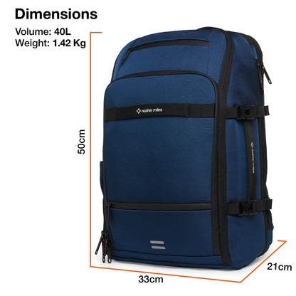Nasher Miles Manhattan Premium Reversed Polyester Laptop Backpack 40L Ideal for College, School, Office, Travel, Overnighter | Men, Women, Boys, Girls (Navy Blue)