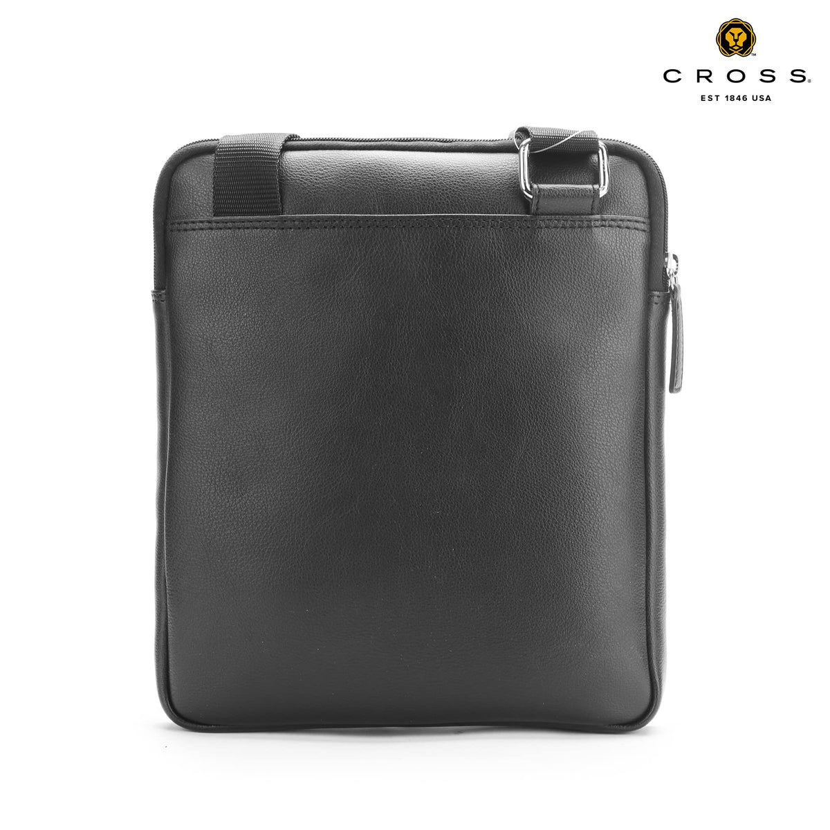 Cross Sling Crossbody Bag One Side Travel Messenger Multipurpose Genuine Leather Tablet Bag for Men & Women Office Business Outdoor Daily use with Adjustable Shoulder Strap - Black