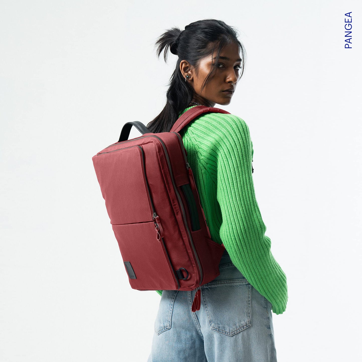DailyObjects PET Red Clay Meridian Convertible Briefpack (Backpack + Briefcase) (16L)| 100% Recycled | Fits Laptop Upto 16 Inch | Lightweight Shoulder Backpack | Multiutility Bag with Trolley Sleeve