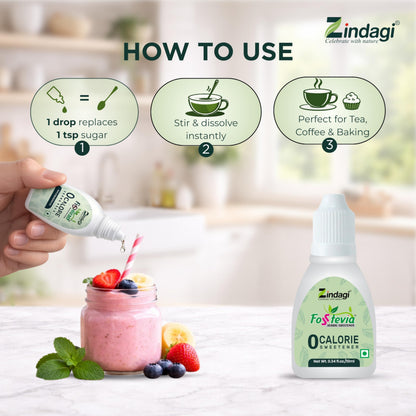 Zindagi Stevia Liquid Drops | Zero Calorie & Sugar Free Sweetener | 200 Servings