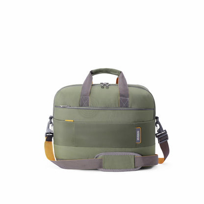American Tourister Urban Biz Office Briefcase | 2 Compartments | Front Quick-Access Pocket | 14 Inch Laptop Compatible | Messenger Bag for Business | Detachable Shoulder Strap | Green