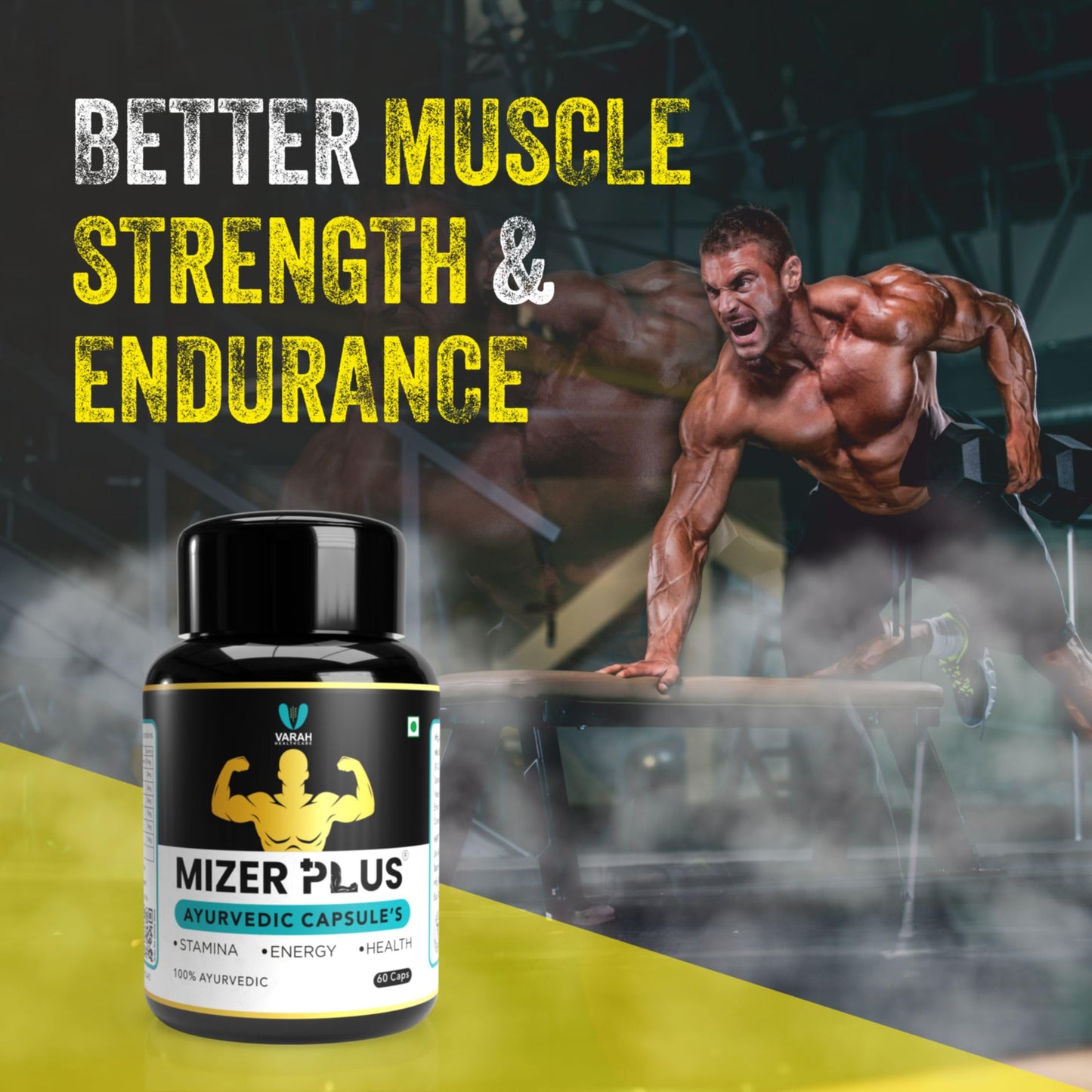 Varah Mizer Plus 60 Capsules | Supports Energy, Vitality, Stamina, Strength, and Muscle Growth with Natural Herbal Extracts for Daily Wellness and Active Lifestyle | Ayurvedic Formula for Men