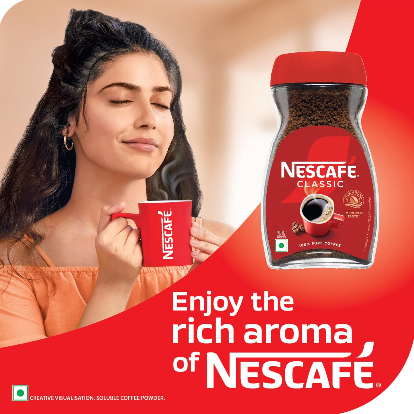 NESCAFE Classic Instant Coffee Powder | Great start to your morning | 100% Pure Coffee | 90g Jar