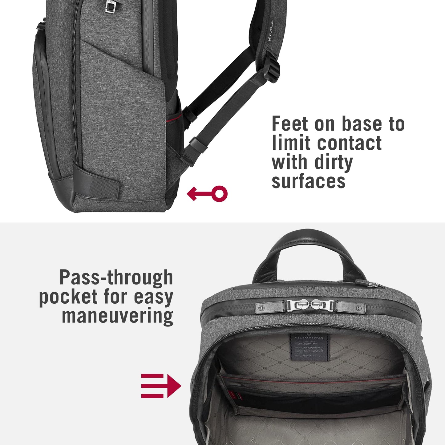 Victorinox Architecture Urban 2.0, Deluxe Backpack, 15" Laptop and Tablet Compartment, Melange Grey (611954), M
