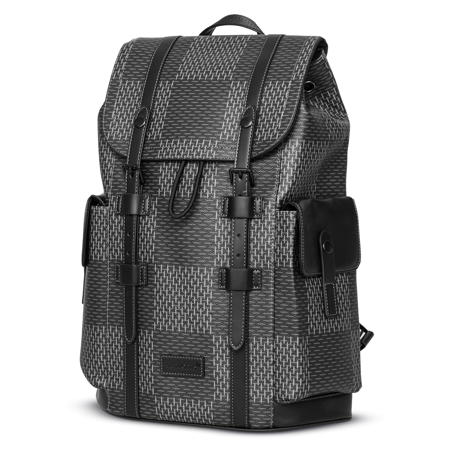 REDHORNS Water Resistant Pemium Laptop Backpack for Men and Women, PU Leather 25L Backpack for Business Travel, Top Open Office Backpack with Trolley Sleeve (BP2808M-Grey)