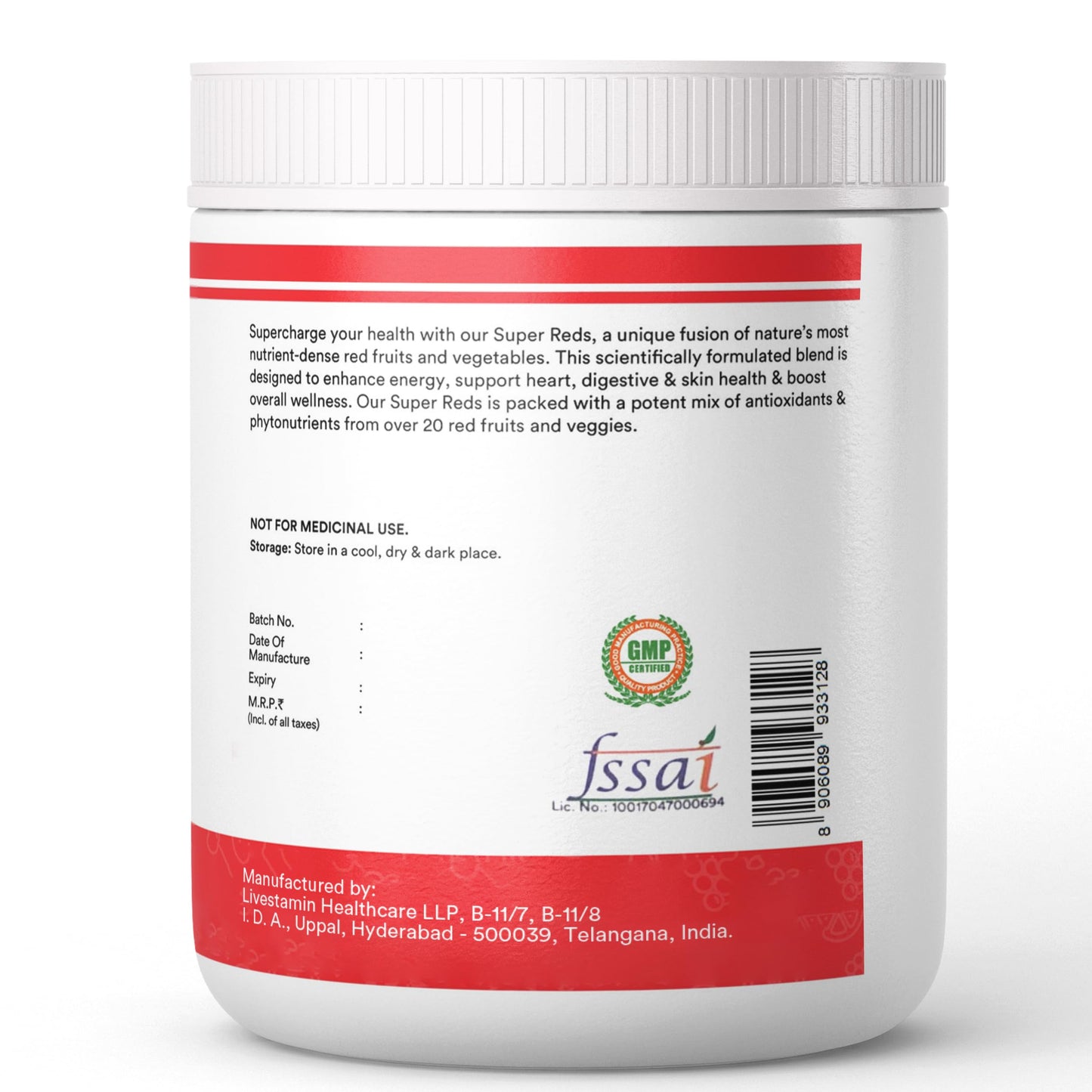 INLIFE Super Reds Powder | Antioxidant-Rich Superfood Supplement Drink Mix | 20 Super Fruits, Beets & Berries 200g (Super Reds)
