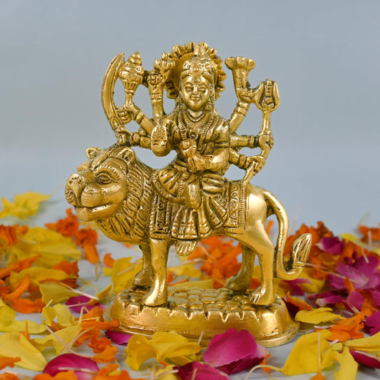 CRAFTHUT Metal Brass Statue Idol of Sherawali MATA Murti Brass/Goddess Durga Maa