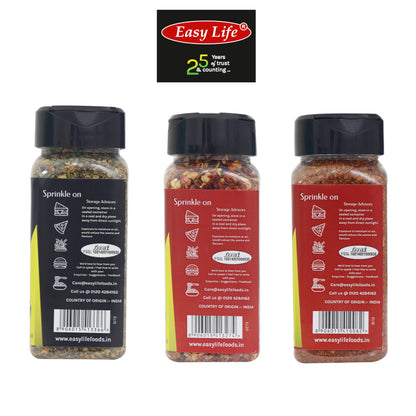 Easy Life Oregano Seasoning 50g, Roasted Chilli Flakes 50g with Peri Peri Seasoning 60g (Combo of 3)