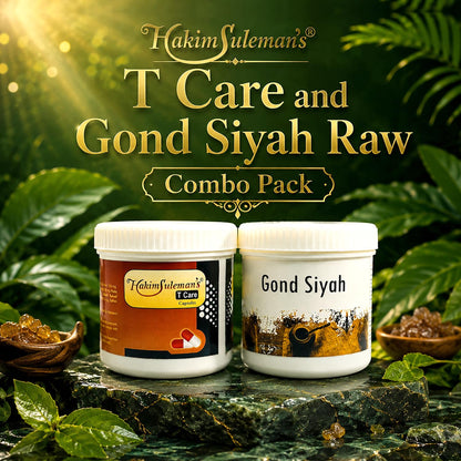 Hakim Suleman's T Care Capsule and Gond Siyah Raw Combo Pack | Daily Herbal Essentials | Convenient Wellness Duo
