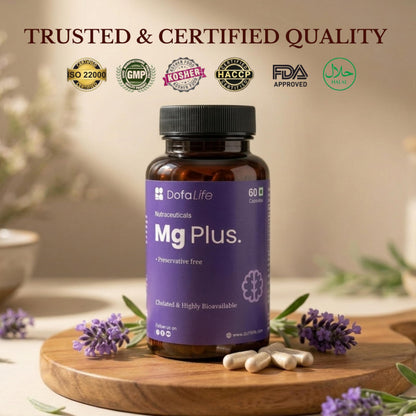 DofaLife Magnesium Glycinate Capsules 1000mg | Highly Absorbable Chelated Magnesium | Supports Muscle Recovery, Sleep, Bones & Nerve Health | 60 Veg Capsules