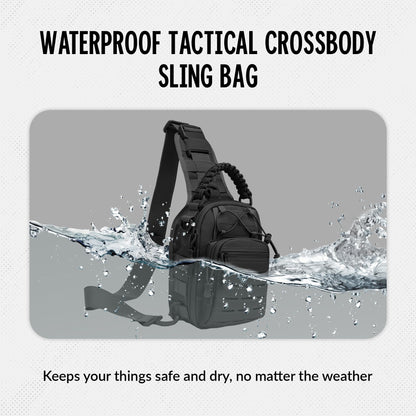 CARRY TRIP Tactical Small Sling Bag, One Strap Multi-Compartment Shoulder Crossbody Backpack, Men's Water-Resistant Travel Daypack for Hiking, Trekking, Camping, Molle Outdoor Use (Black)