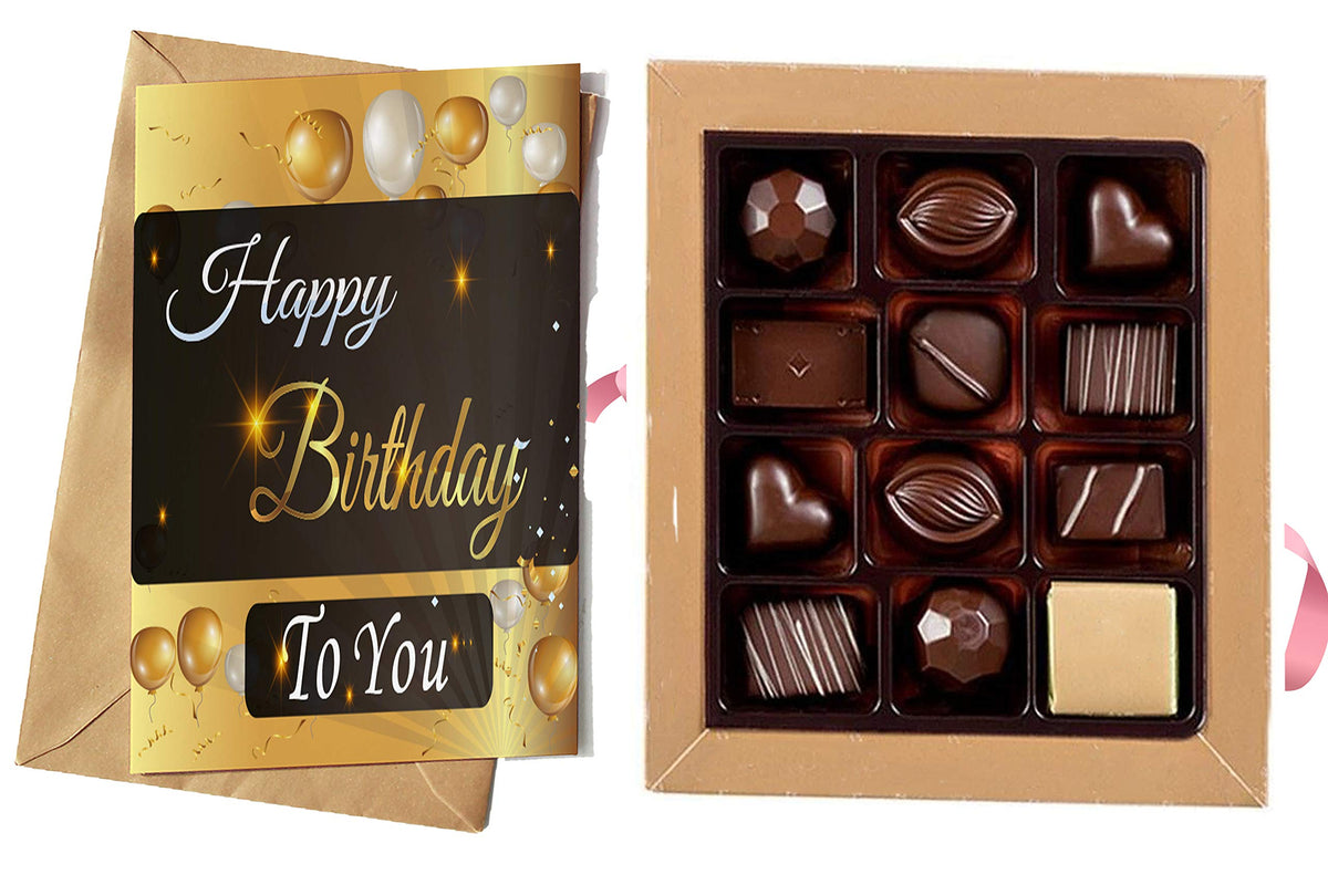 redbakers.in Happy Birthday Chocolate Gift Box & Greeting Card Combo Gift pack (TIKGolden)