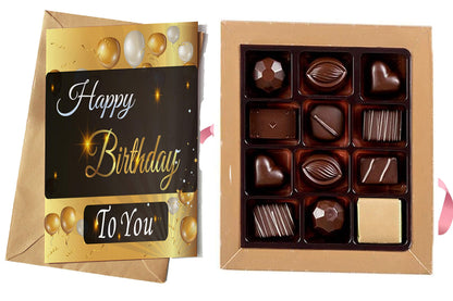 redbakers.in Happy Birthday Chocolate Gift Box & Greeting Card Combo Gift pack (TIKGolden)