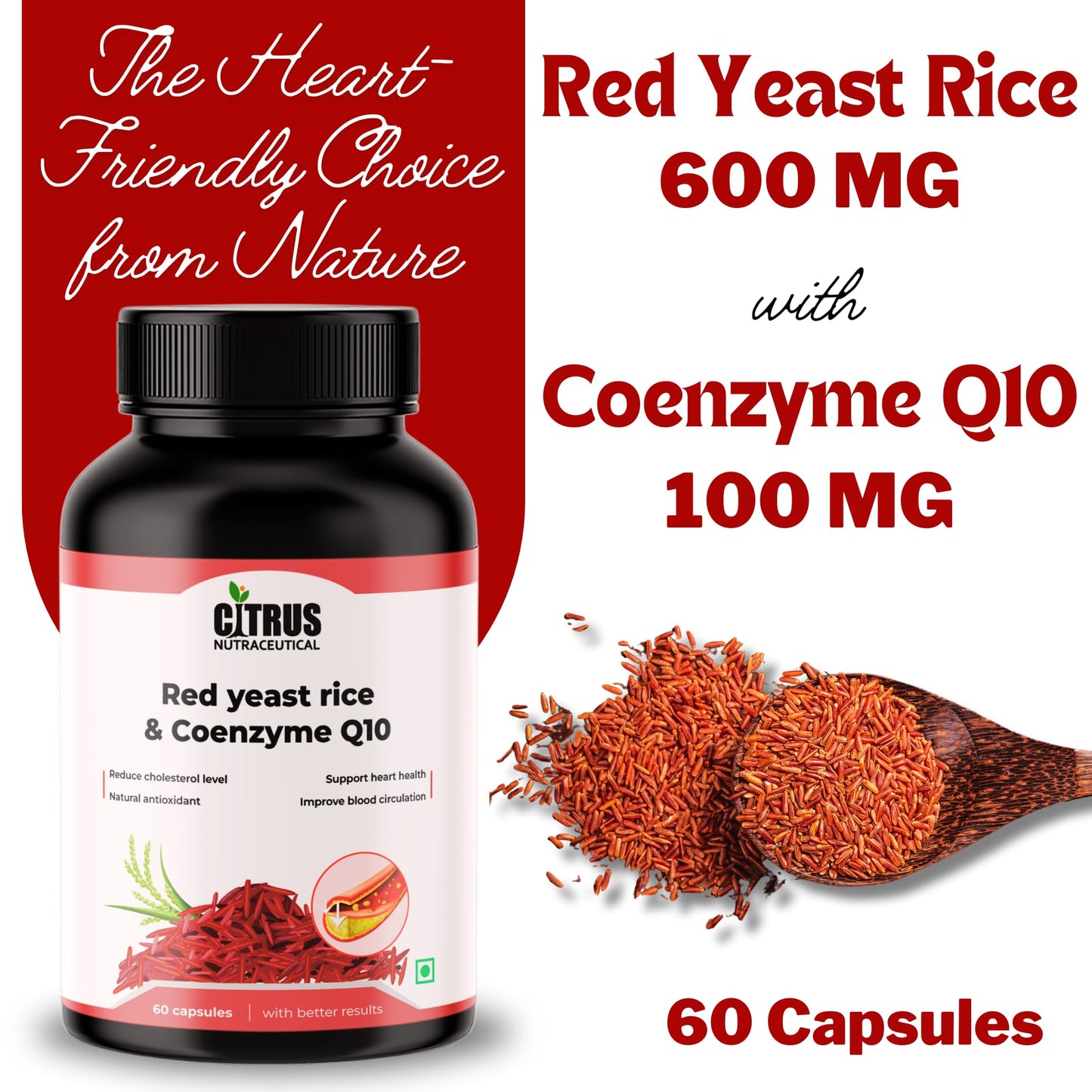 CITRUS NUTRACEUTICAL Red Yeast Rice 600mg & CoQ10 100mg Capsules