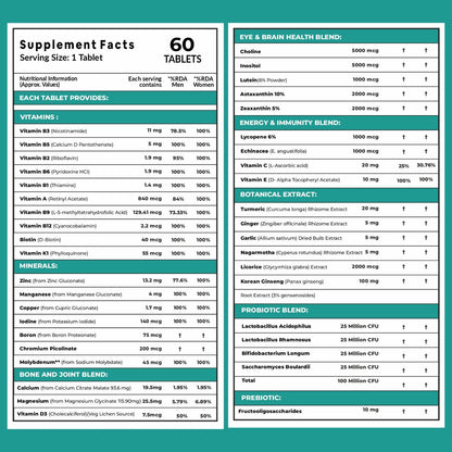 Carbamide Forte Multivitamin Tablets For Adults 50+ | Multivitamin for senior citizens 50 plus | Multivitamin 50 plus With Probiotics To Support Immunity & Energy Levels - 60 Veg Tablet