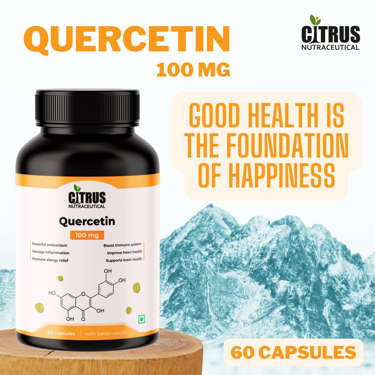 CITRUS NUTRACEUTICAL Quercetin 100 mg Natural Bioflavonoid For Powerful Antioxidants Supports Immunity Lowers Inflammation and Improve Heart Health (60 Capsules)