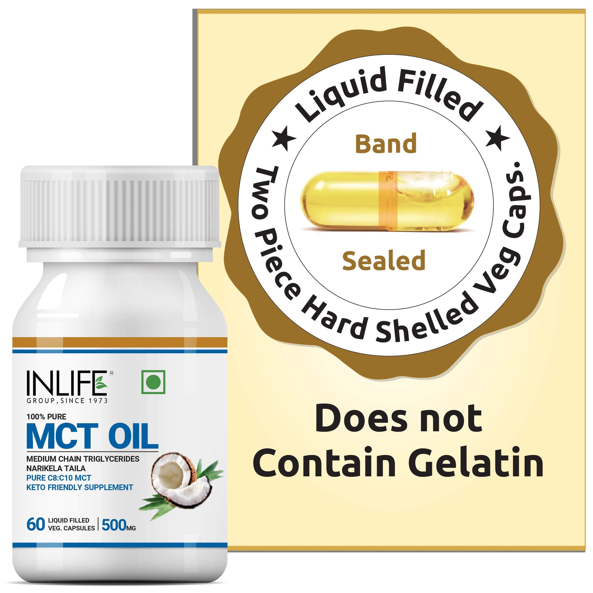 INLIFE Pure MCT Oil C8 C10 Keto Diet Friendly Advanced Products, 500mg- image 2