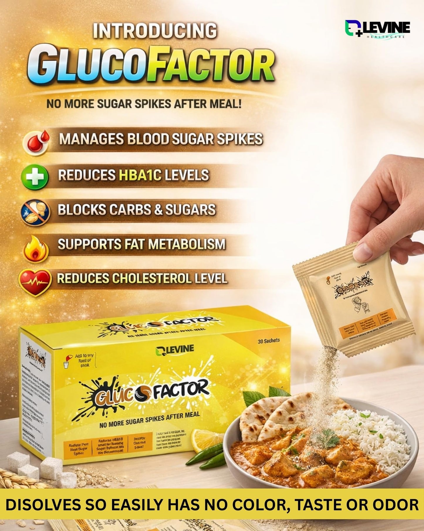 Glucofactor Natural Sugar Control Powder 50g | 10 Sachets Food for Special Dietary Use | Plant Based Nutritional Supplement for Daily Routine & Balanced Lifestyle Support