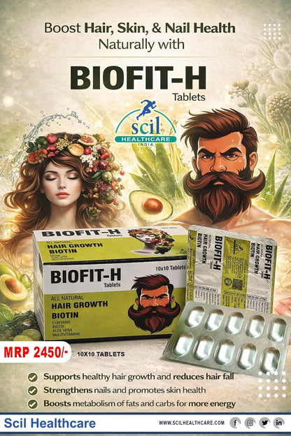 SCIL HEALTHCARE.INDIA Biofit-H Natural Hair Growth Biotin Supplement Tablets | Daily Hair Care Formula with Essential Nutritional Support