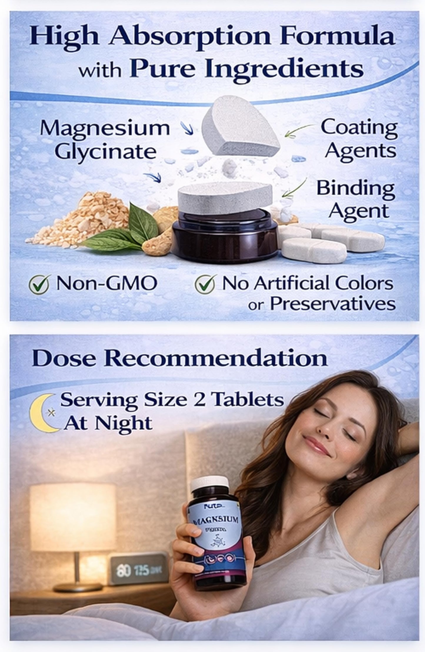 Magnesium Glycinate 2000mg Tablets for Adults | High Absorption Magnesium Supplement | Supports Sleep, Muscle Recovery & Stress Relief | 60 Tablets