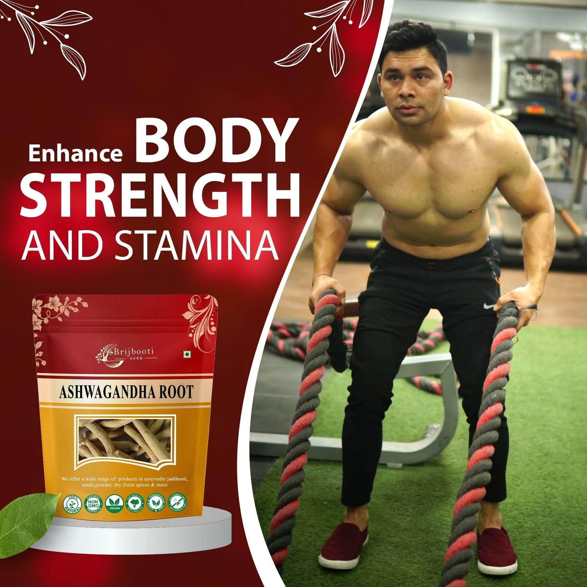 BIRJU MAHAVIR Ashwagandha Root Withania Somnifera (100 G),Natural (Bmkb- image 5