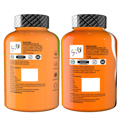 NATURYZ 100% Plant Based Biotin Tablets with High Protein Vitamin DHT Omega 3 for Strong Hairs Nails Growth Glowing Skin & Calcium Plus with Vitamin D Magnesium Zinc Supplement for Bone Health