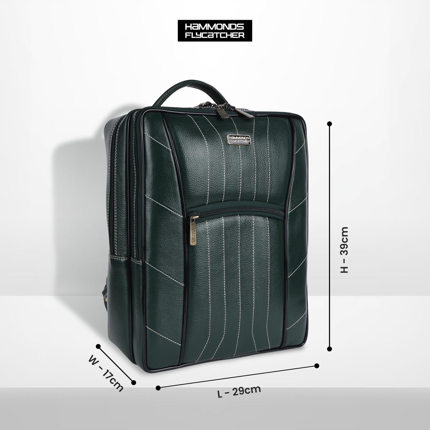HAMMONDS FLYCATCHER Genuine Leather Laptop Backpack for Men and Women - Stylish, Spacious Bag with Multiple Compartments, Perfect for College, Work, and Travel - Upto 16 Inch Laptop - Sea Green