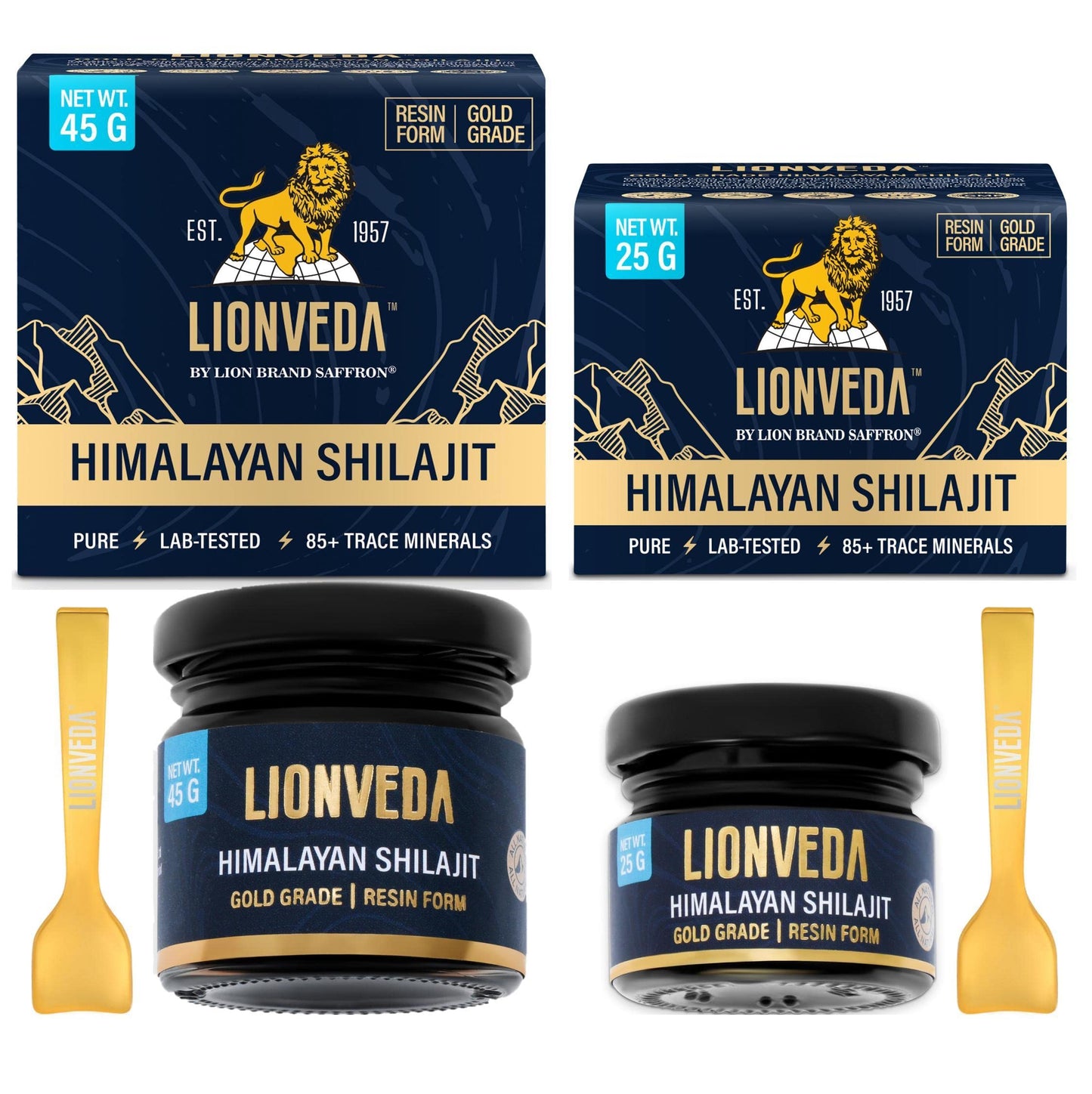 LIONVEDA 70 G,Original Himalayan Shilajit Resin(Certified Gold Grade) For Men,Gym,Stamina,Energy & Improved Health|100% Pure Shilajit Liquid (25 G + 45 G = 70 Gm)