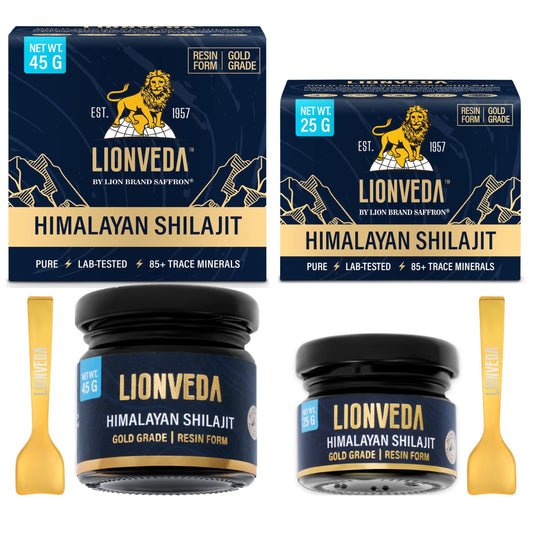 LIONVEDA 70 G,Original Himalayan Shilajit Resin(Certified Gold Grade) For Men,Gym,Stamina,Energy & Improved Health|100% Pure Shilajit Liquid (25 G + 45 G = 70 Gm)