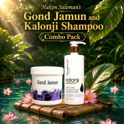 Hakim Suleman's Gond Jamun and Kalonji Shampoo Combo Pack | Herbal Wellness & Hair Care Duo | Everyday Care Essentials