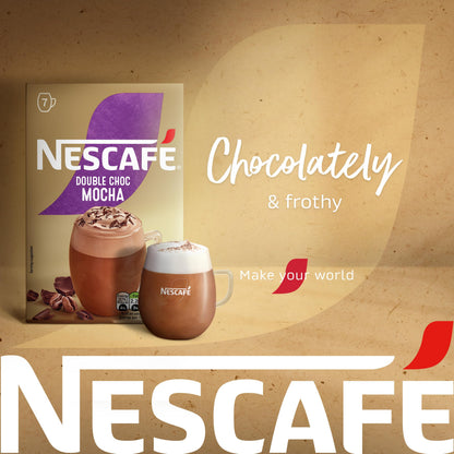NESCAFÉ Mocha Double Chocolate Instant Coffee 7 Sachets, 100percent Responsibly Sourced Coffee Pack of 1 by febora foods