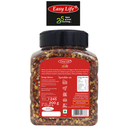 Easy Life Roasted Chilli Flakes 200gm [Ideal Sprinkler Pack for Pizza Chef's Pantry and Every kitchen's Shelf]