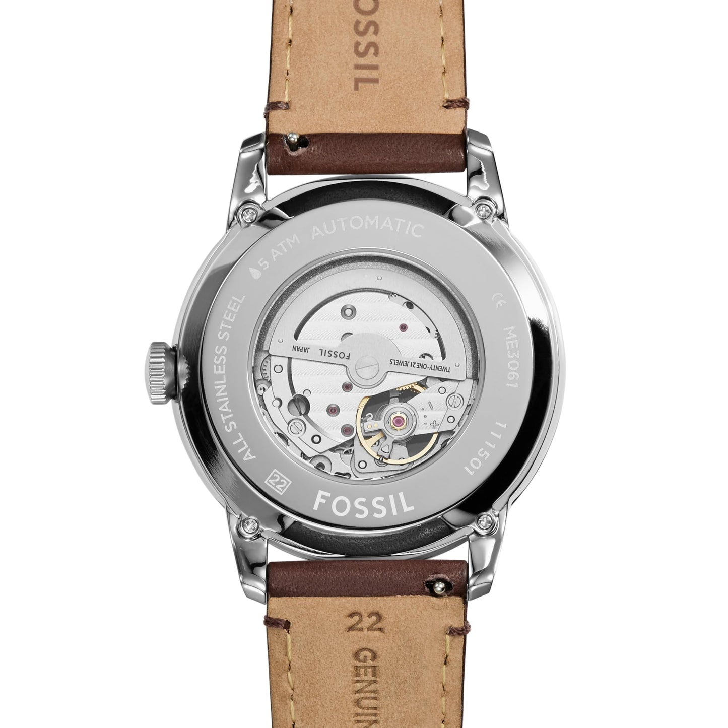 Fossil Men Leather Townsman Analog Black Dial Watch -Me3061, Band Color-Brown