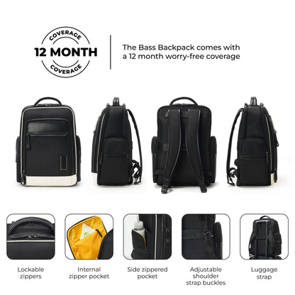 MOKOBARA The Bass Backpack | Fits 15.6 Inch Laptop, 22L Capacity, Water Resistant Nylon & Vegan Leather | Professional Use, Ergonomic Design With Padded Straps & Microsuede Lining (Black Tie)