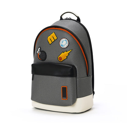 MOKOBARA The Kickstreet 3 Compartment Backpack 21L Water-Resistant Vegan Leather with Signature Monogram Pattern Multipurpose Daypack 14" Laptop Bag with Luggage Sleeve (Mokogram - Black Sesame)