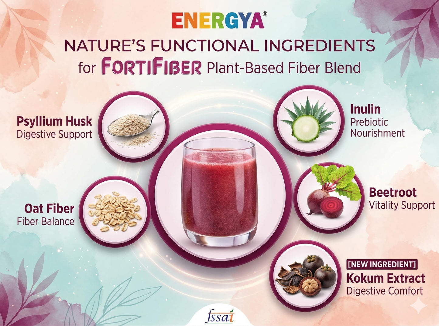 ENERGYA FortiFiber Plant-Based Prebiotic Fiber Drink – Sugar-Free Berry Flavor