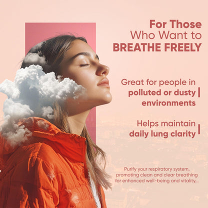 Vitaminnica Vita Breathe- Lungs Support | Cleanse and Detoxify Lungs | Reduces Damage from Smoking, Pollution, Improves Lung Health | 60 Veg Capsules | Better Respiratory Health