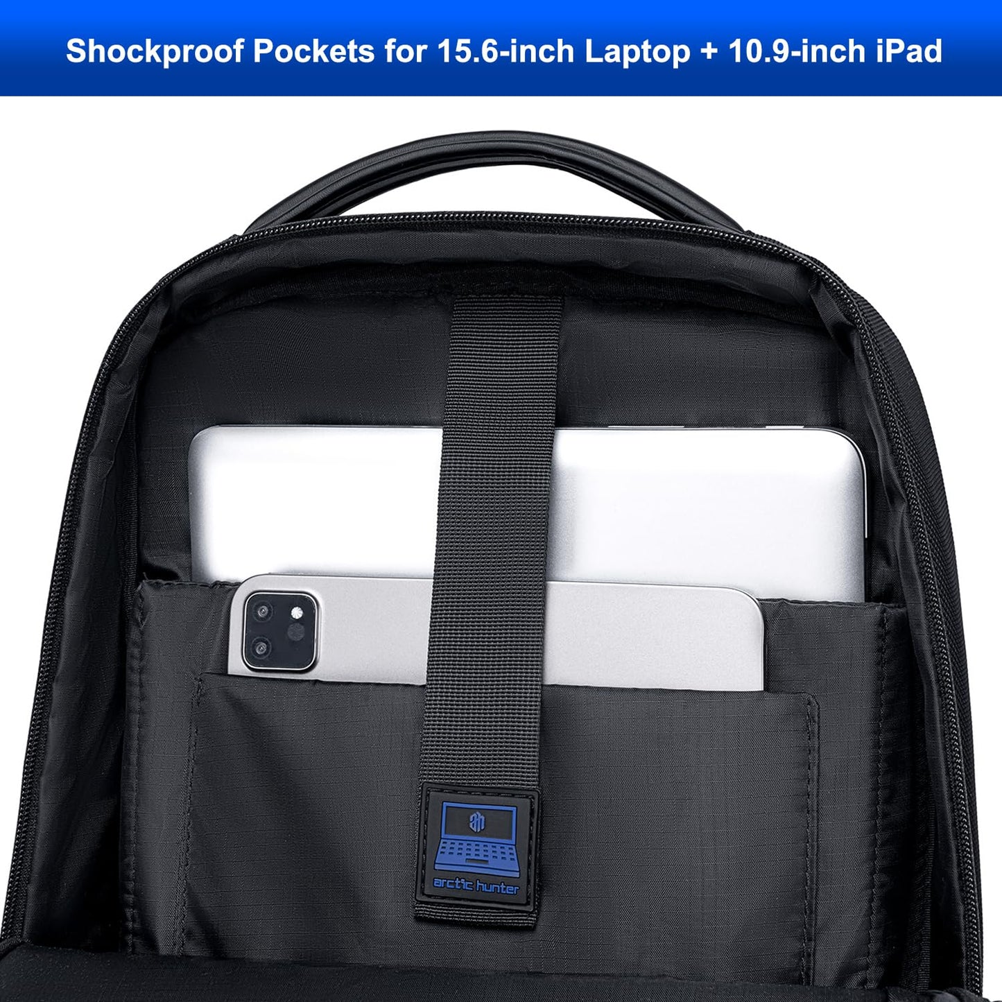Arctic Hunter Slim Laptop Backpack 16L Lightweight Stylish 15.6 inch Laptop Bag Water Resistant Premium Business Backpack for Men Women Office College Commuting Daily,Black