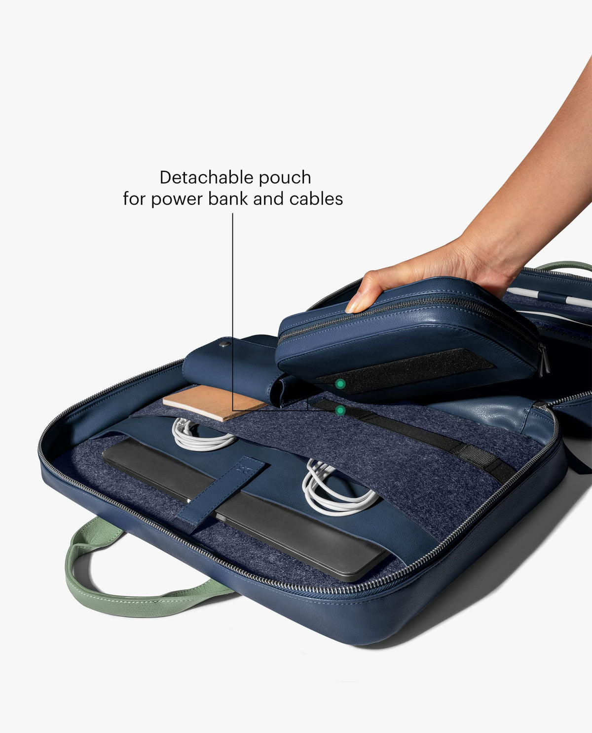 DailyObjects Unisex Blue Urban Classic Briefcase Vegan Leather Laptop Messenger Bag (13L) with Adjustable Straps | Zip Closure with Slip Pockets | Detachable Carry Pouch and A Large Storage|