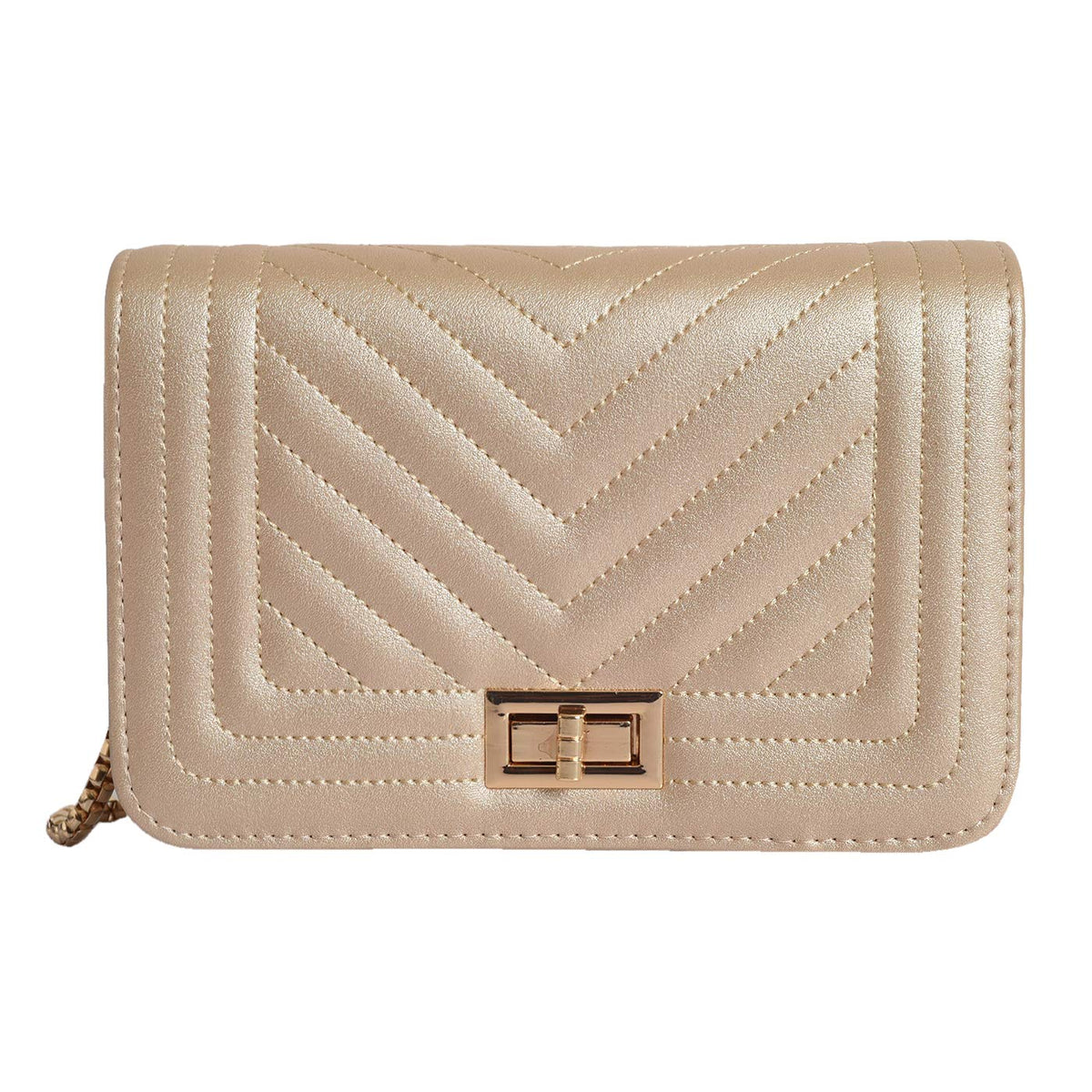 Lino Perros Women's Golden Leatherette Sling Bag